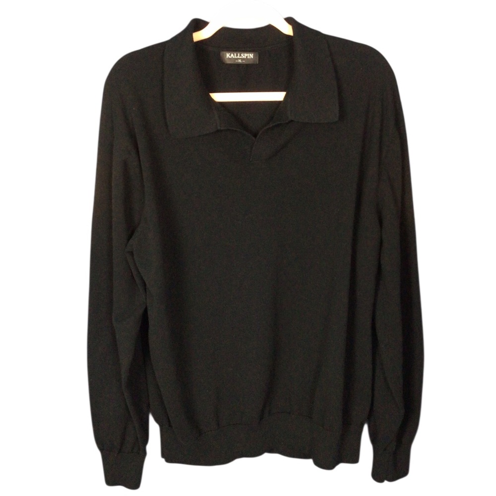 Kallspin Men's Black Sweater XL Pullover 100% Cotton